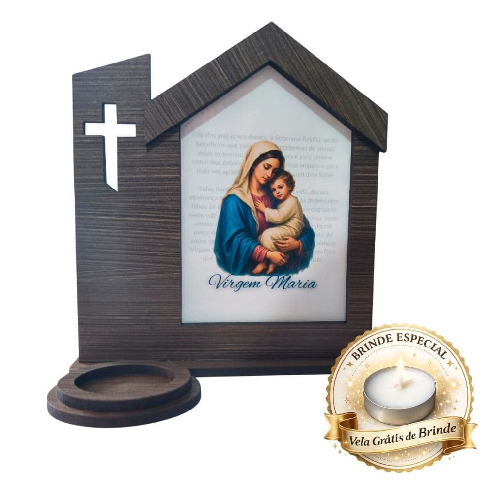 Suporte Porta Vela Oratório Religioso Virgem Maria Presente Católico Decoração