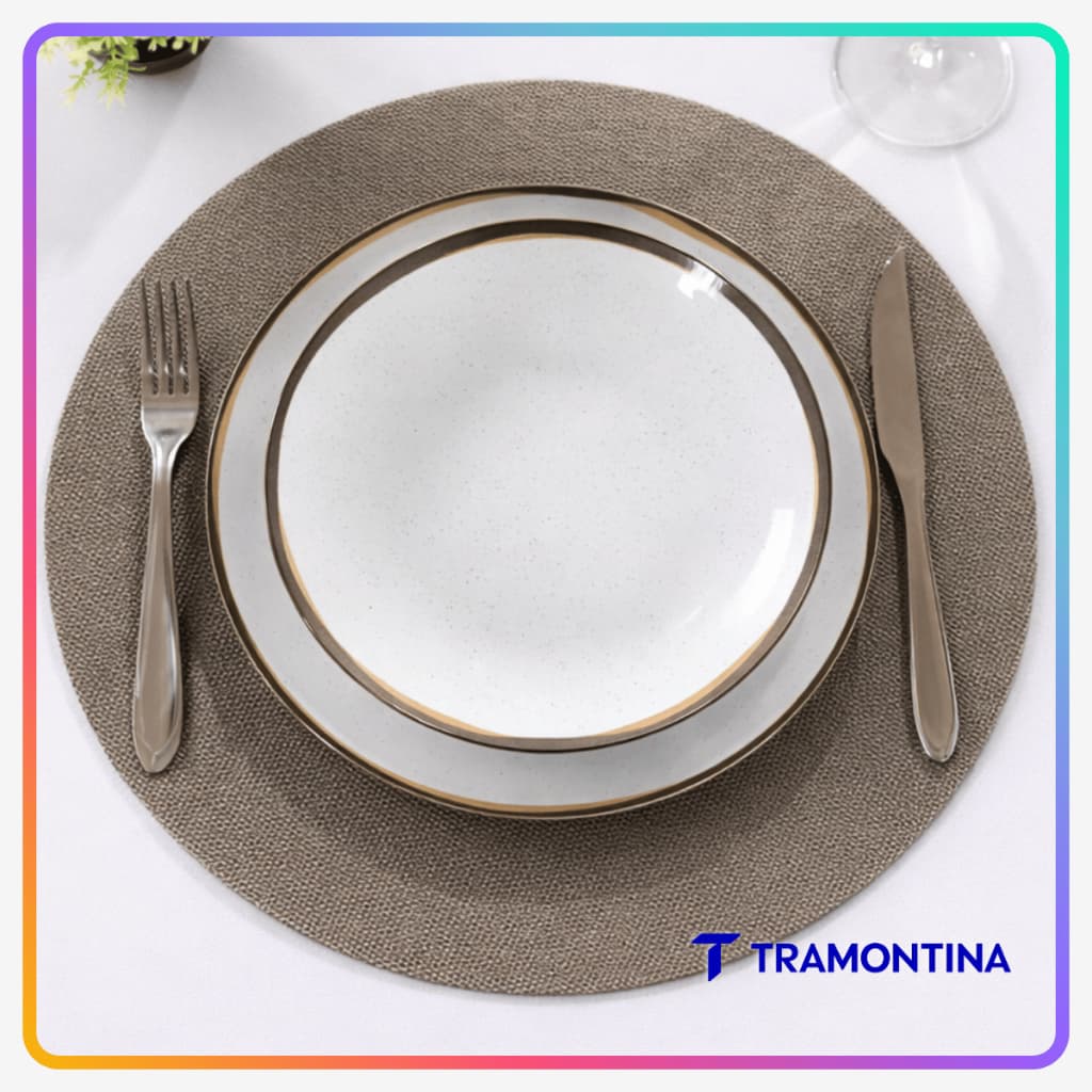 Jogo de Pratos Jantar Canyon Tramontina Porcelana Conjunto de Pratos Raso, Bowl, Tigela, Fundo, Sobremesa Opções de Kit
