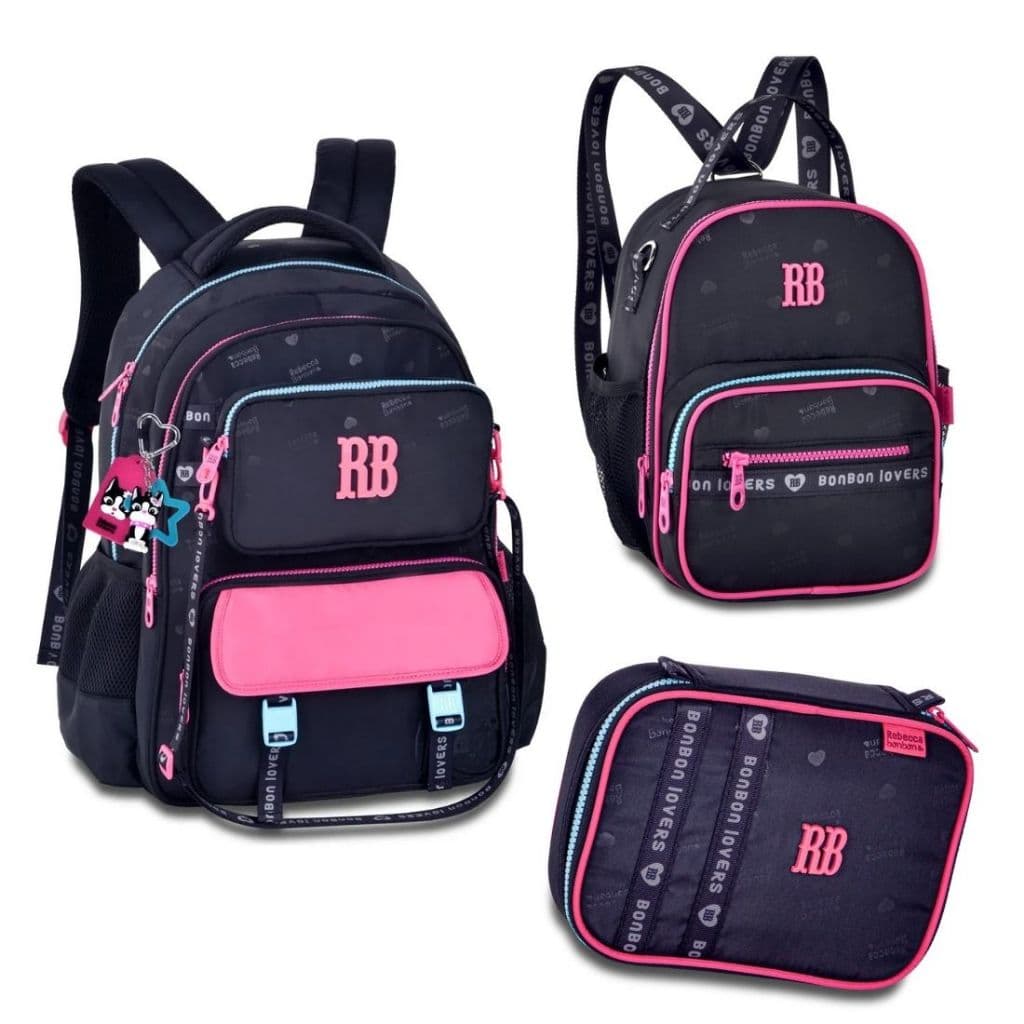 Kit mochila escolar feminina com lancheira e estojo Rebecca Bon Bon Original