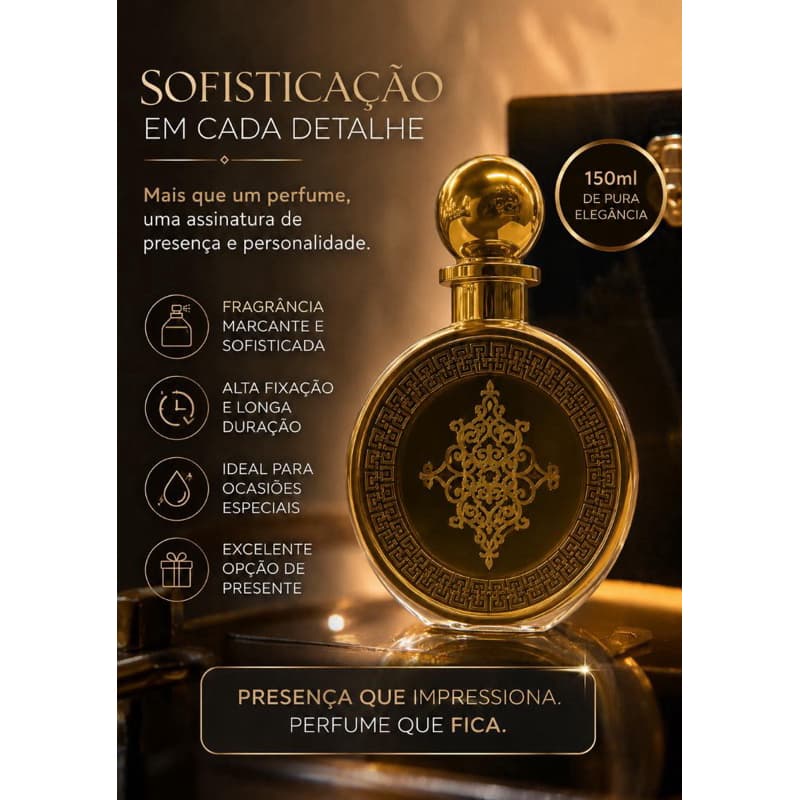 Frasco Elegante 150ml em Vidro com Tampa Luxuosa decorativa limitado