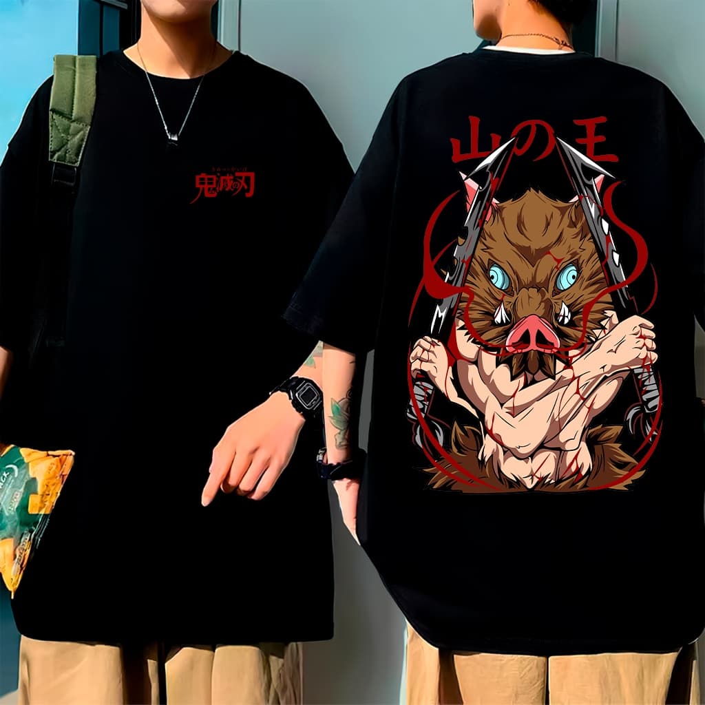 Camiseta Oversized Inosuke Anime Streetwear Camisa Unissex Feminino Masculino
