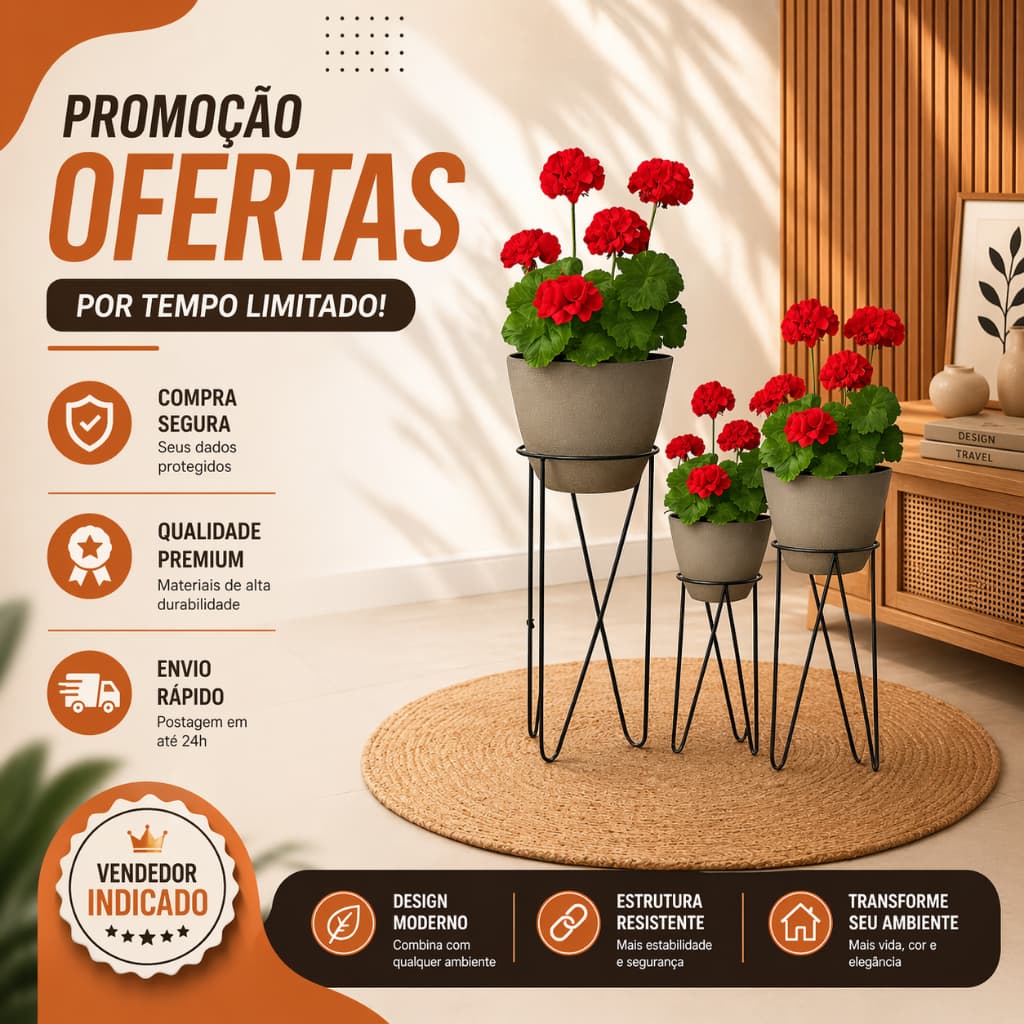 Suportes Para Vaso de Plantas | Decoração de Ambiente | Ferro Aramado Faça seu Próprio Kit