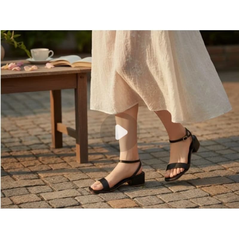 Sandália Feminina salto grosso 4cm Preta Tam 36