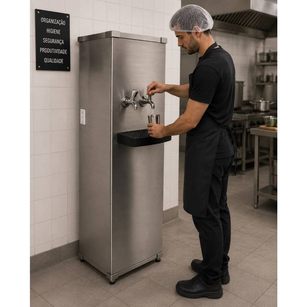 Purificador De Água 25 Litros/Hora Total Inox Com 2 Torneiras Geladas Bebedouro Industrial