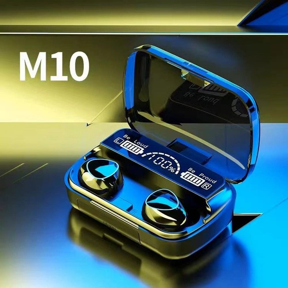 Fone De Ouvido Bluetooth M10 Sem Fio Com Case Power Bank Display Led