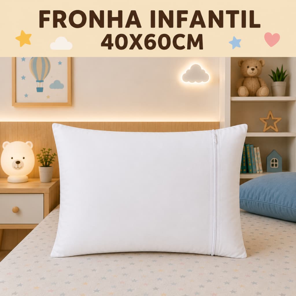 2,4 Fronha Travesseiros Infantil 40x60cm Com Ziper Macia Antialérgica Branca Menina Menino Unissex