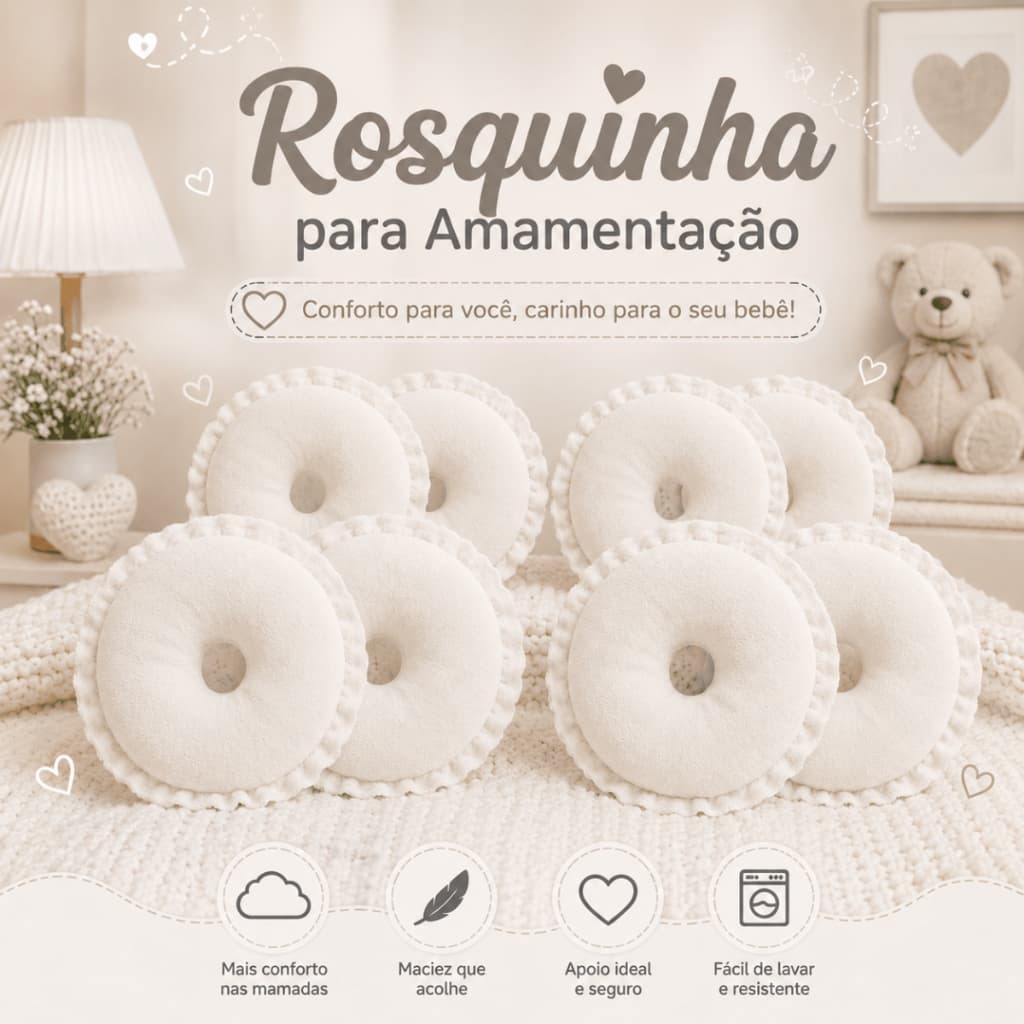 Kit 4 Pares de Rosquinhas De Amamentação Absorvente Protetor Lavável Macia Confortável Para Seios