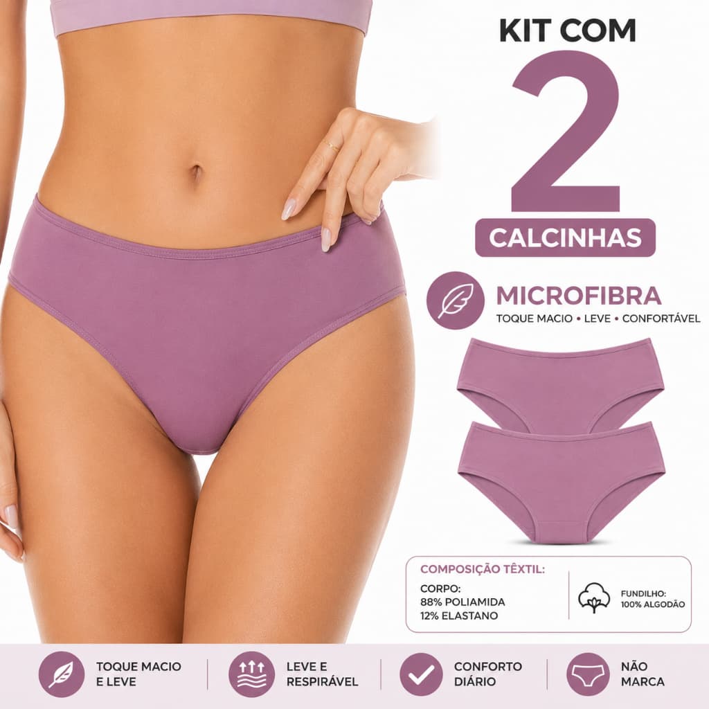 Kit 2 Calcinhas Confort Microfibra Premium Toque Macio Keeper