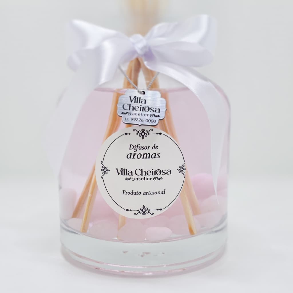 Difusor de Aromas / Ambiente Artesanal 460 ml Flor de Cerejeira Rosa - Quartzo Rosa