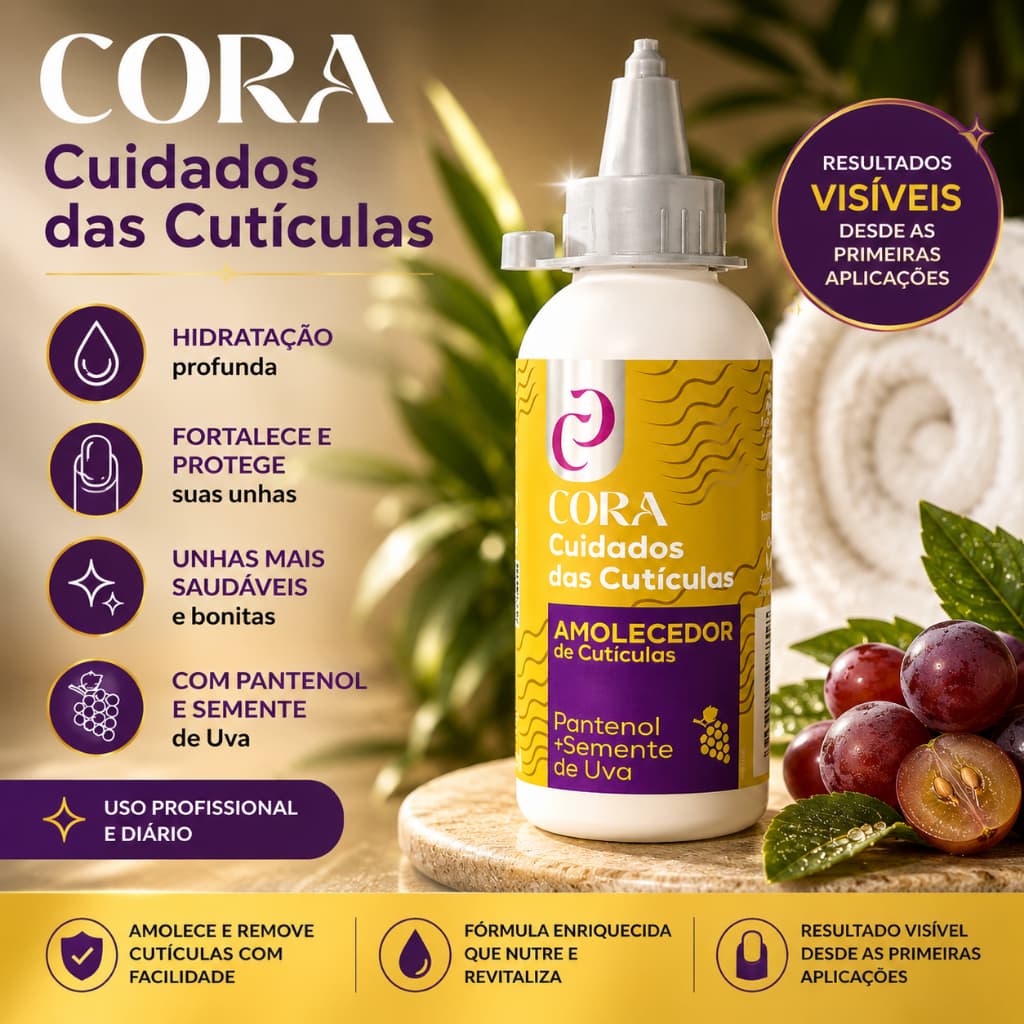 Amolecedor De Cutículas Amolex Pantenol + Semente de Uva Manicure Profissional - Cora
