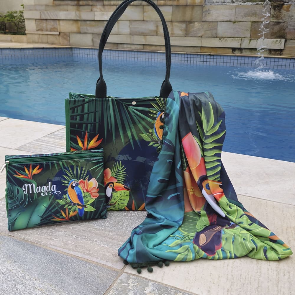 Kit Praia Feminino Completo Bolsa + necessaire + canga- Kit Maldivas Tote Bag