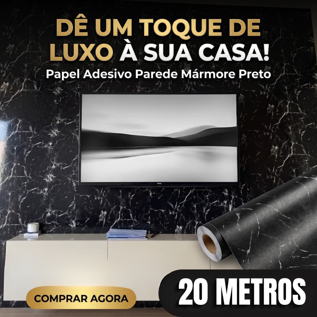 Kit Papel de Parede 5, 10m 15m 20M Branco & Preto Mármore Impermeável Lavável Cozinha Sala Quarto