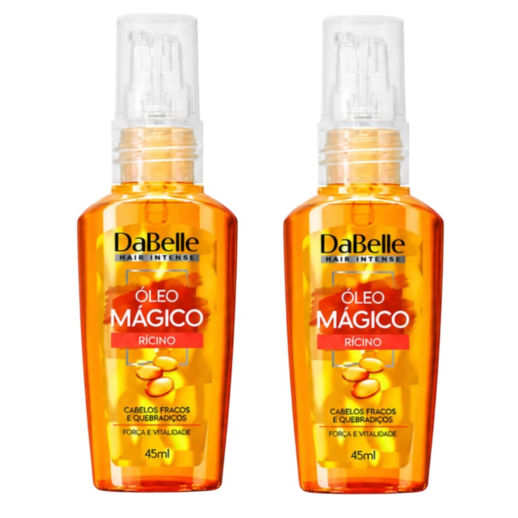 Óleo Reparador De Pontas Para Cabelo Rícino Dabelle Kit 2 45Ml