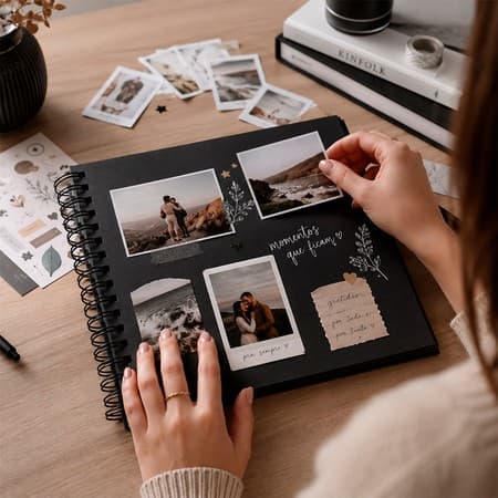 Álbum Scrapbook Preto Liso 20 Folhas Pretas 180g Álbum de Fotos Criativo