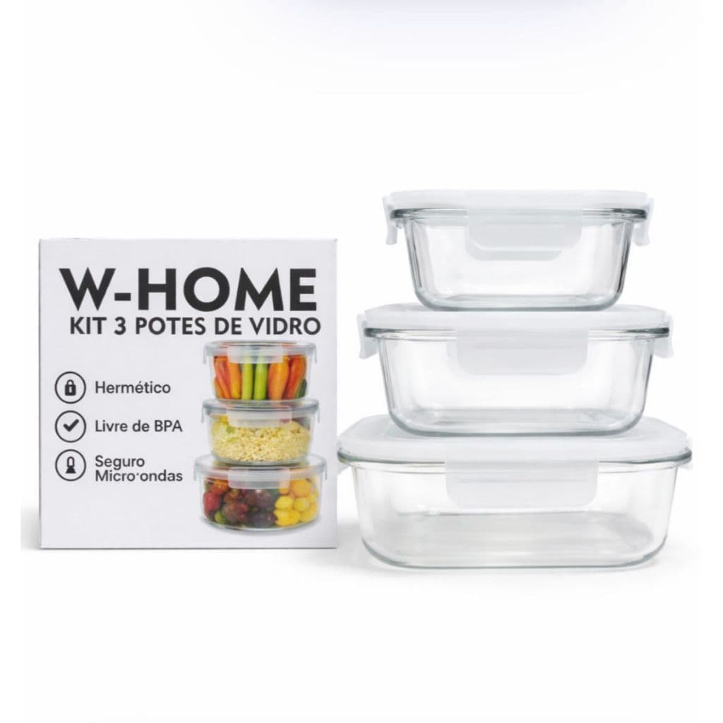 Conjunto 3 Potes Hermético De Vidro