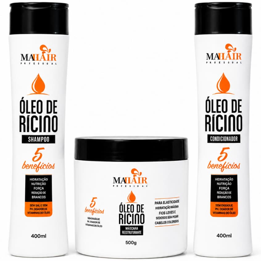 Kit Capilar Shampoo Condicionador e Máscara 500g Tratamento Profissional Cabelos Mahair - Promoção !