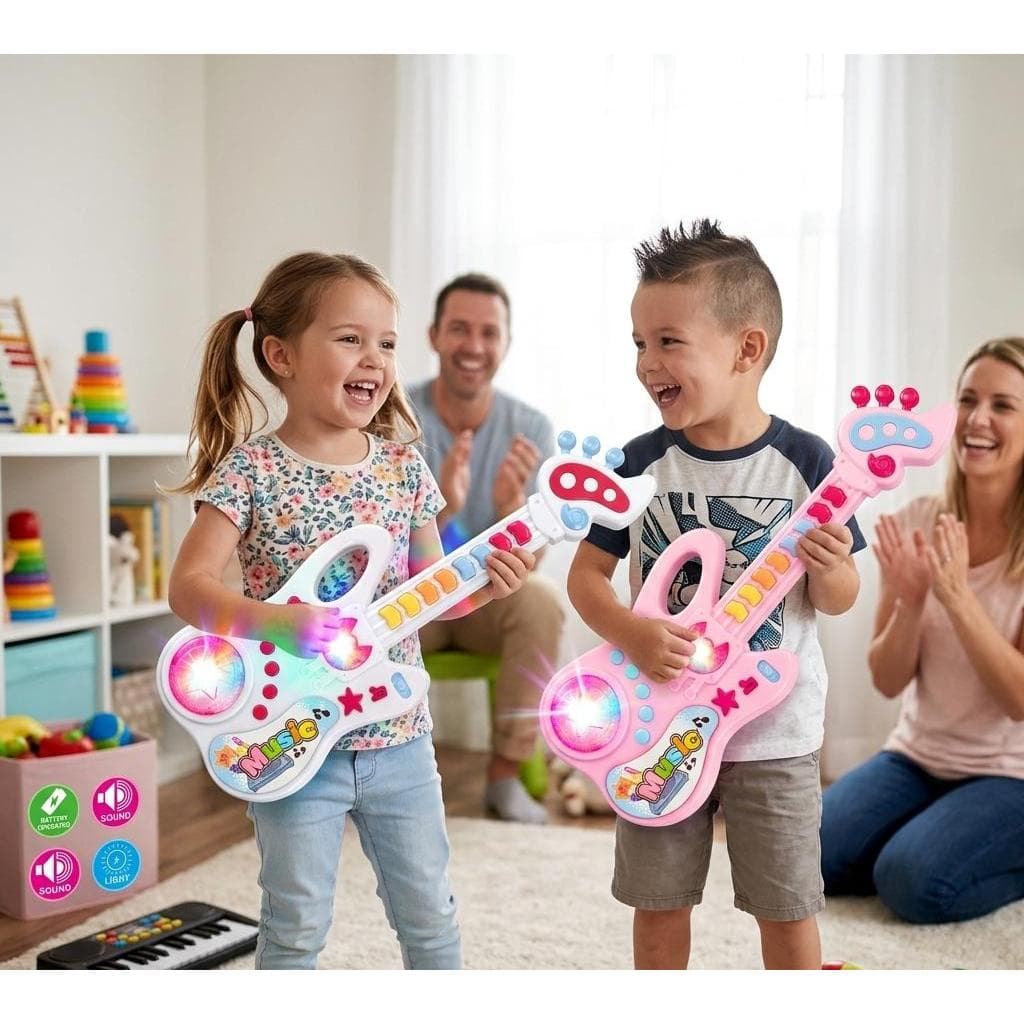 Brinquedo Guitarra Infantil Elétrica Musical Menina Menino Som Música Banda