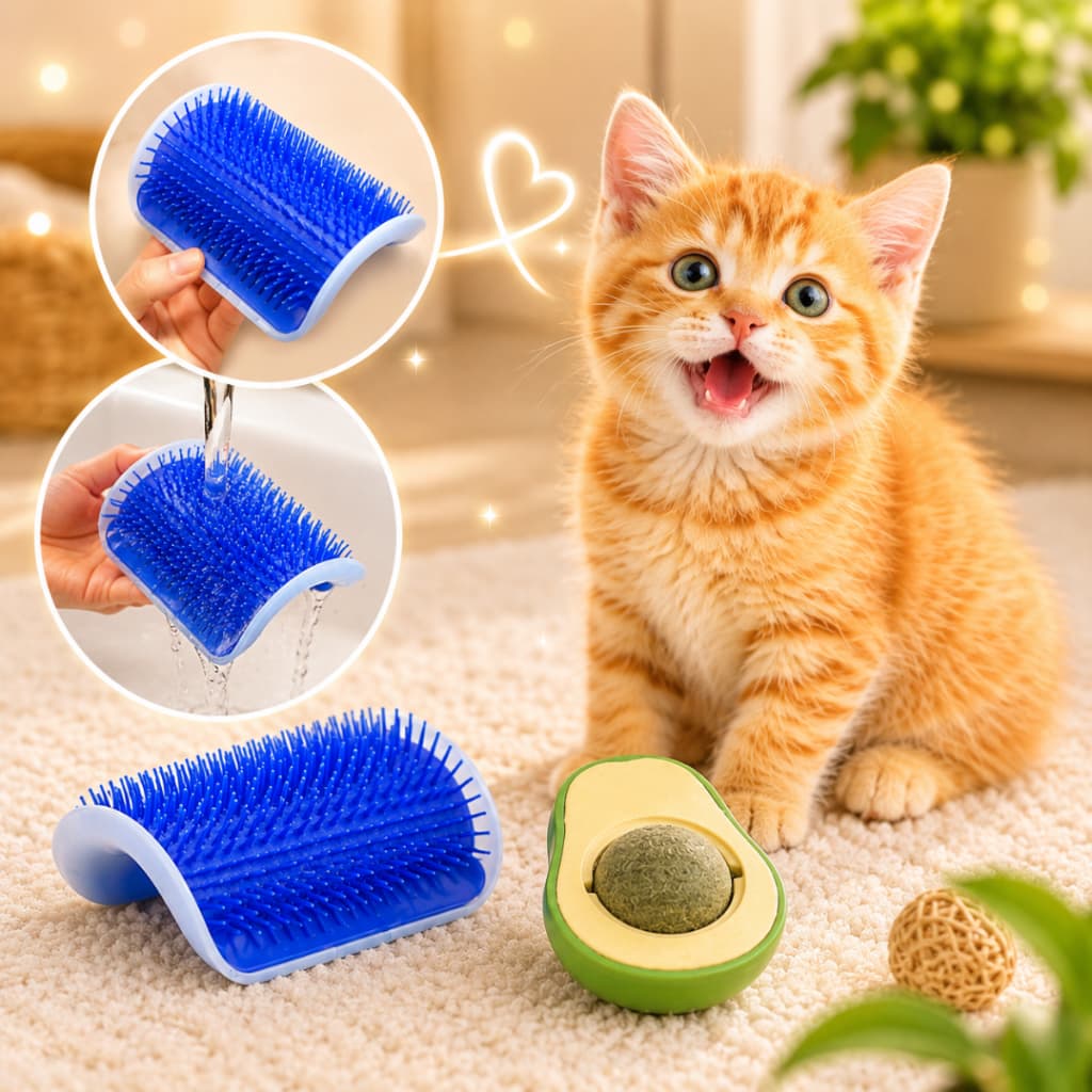 Catnip Abacate + Escova Coçadora Canto | Antiestresse Pet