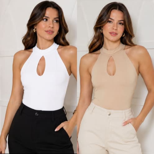 Body Feminino Suplex Básico Moda Verão Look de Natal Ano Novo