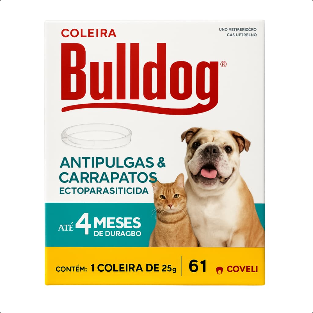 Coveli Coleira Antipulgas Carrapatos Bulldog 4 Para Cães Cachorro 64cm Original Pet Ajustável