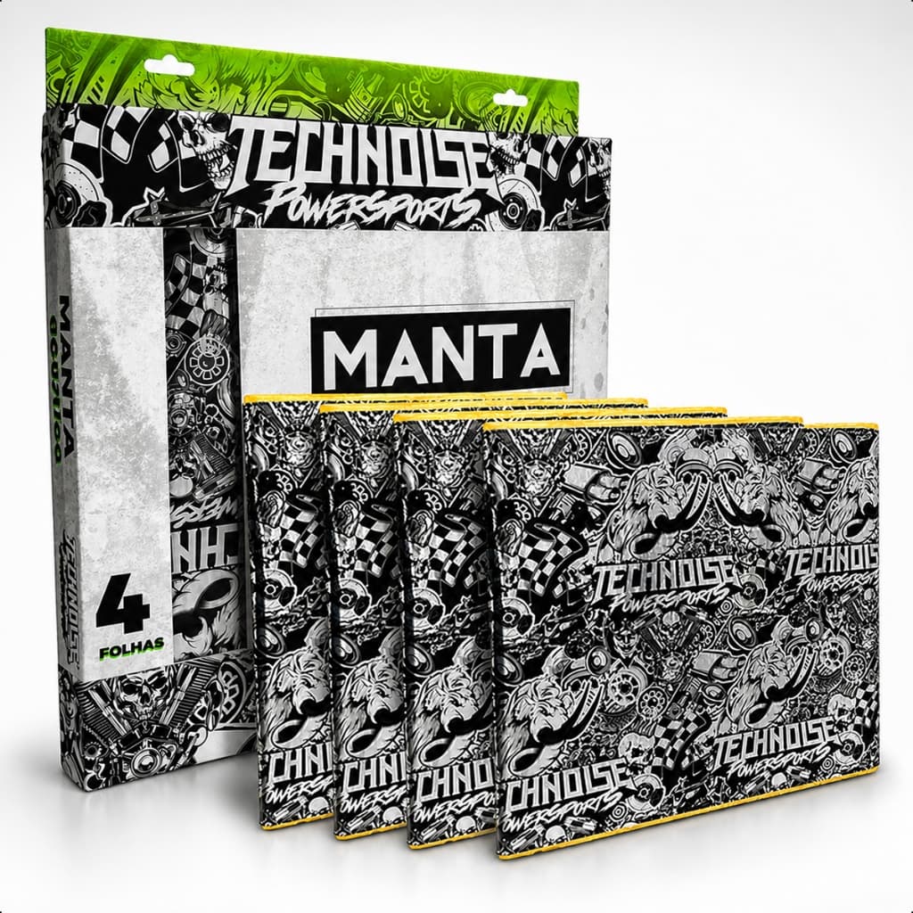 Kit 4 Folhas de Manta Acústica Technoise 30,5cm x 90cm Anti Ruído Som Profissional Auto Colante