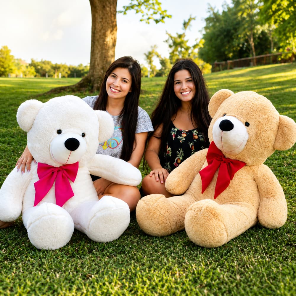Urso de Pelúcia Gigante Teddy 90cm Laço Envio Rápido Dia dos Namorados Aniversário