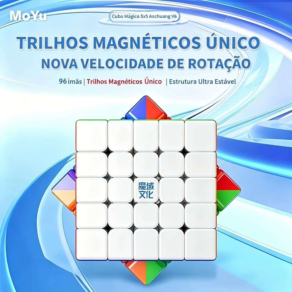 Cubo Mágico 5x5 MoYu AoChuang V6 Magnético | Cubo de Velocidade de Elite para Speedcubing