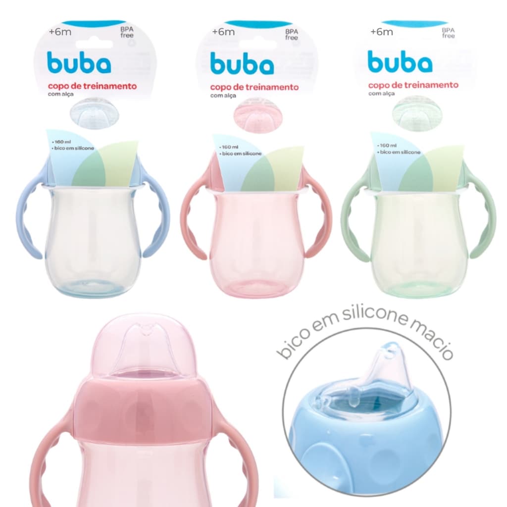 Copo de Treinamento com Alça +6 meses Bico de Silicone Buba Infantil Bebê