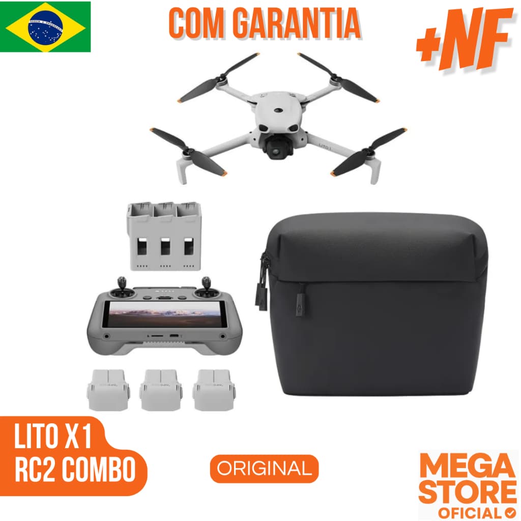 Drone DJI Lito X1 Fly More Combo RC2 Com Tela Sensor LiDAR Câmera 4K HDR Original Lacrado - DJI083