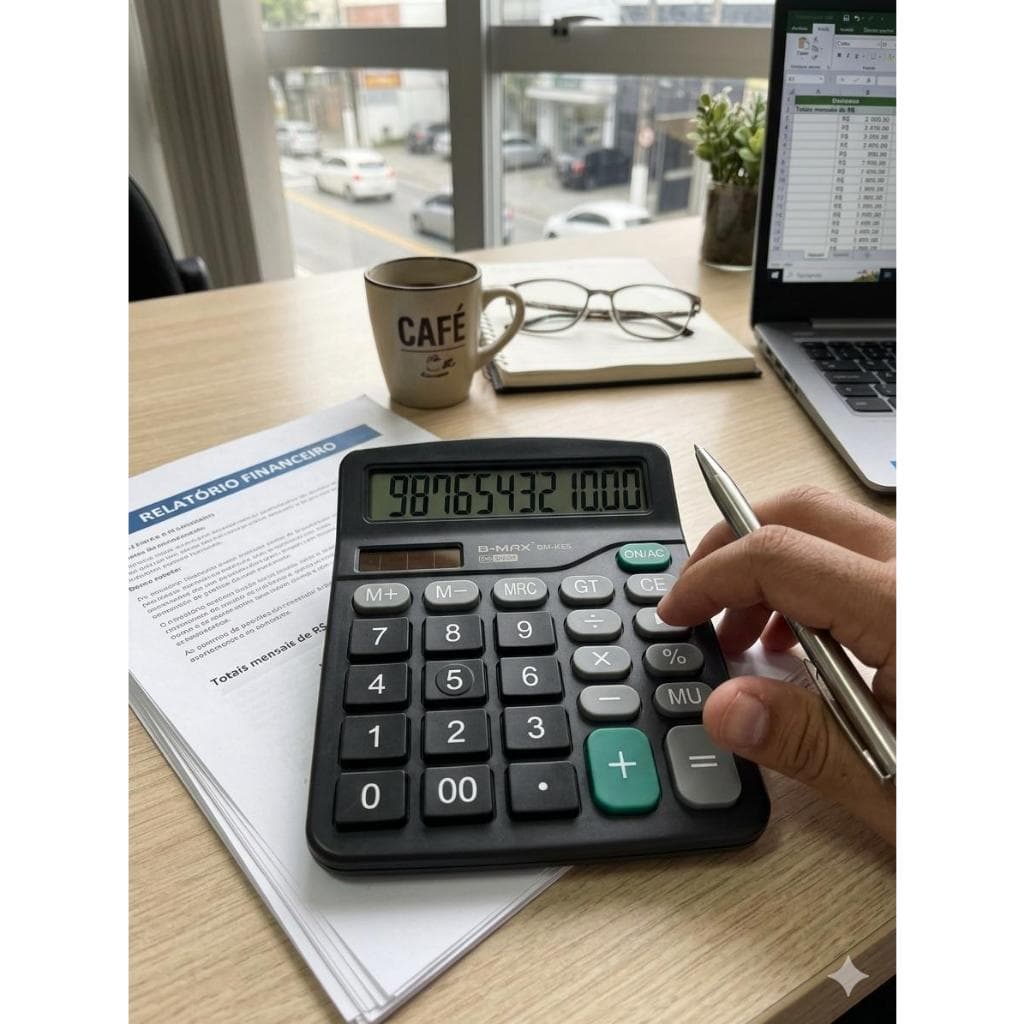 Calculadora De Mesa Escritório Display 12 Dígitos