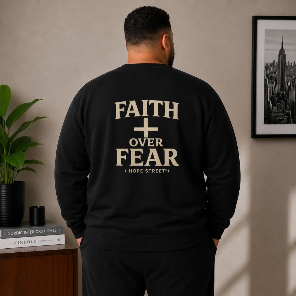 Moletom Plus Size Gola Careca Faith Over Fear Hope Street Streetwear Premium