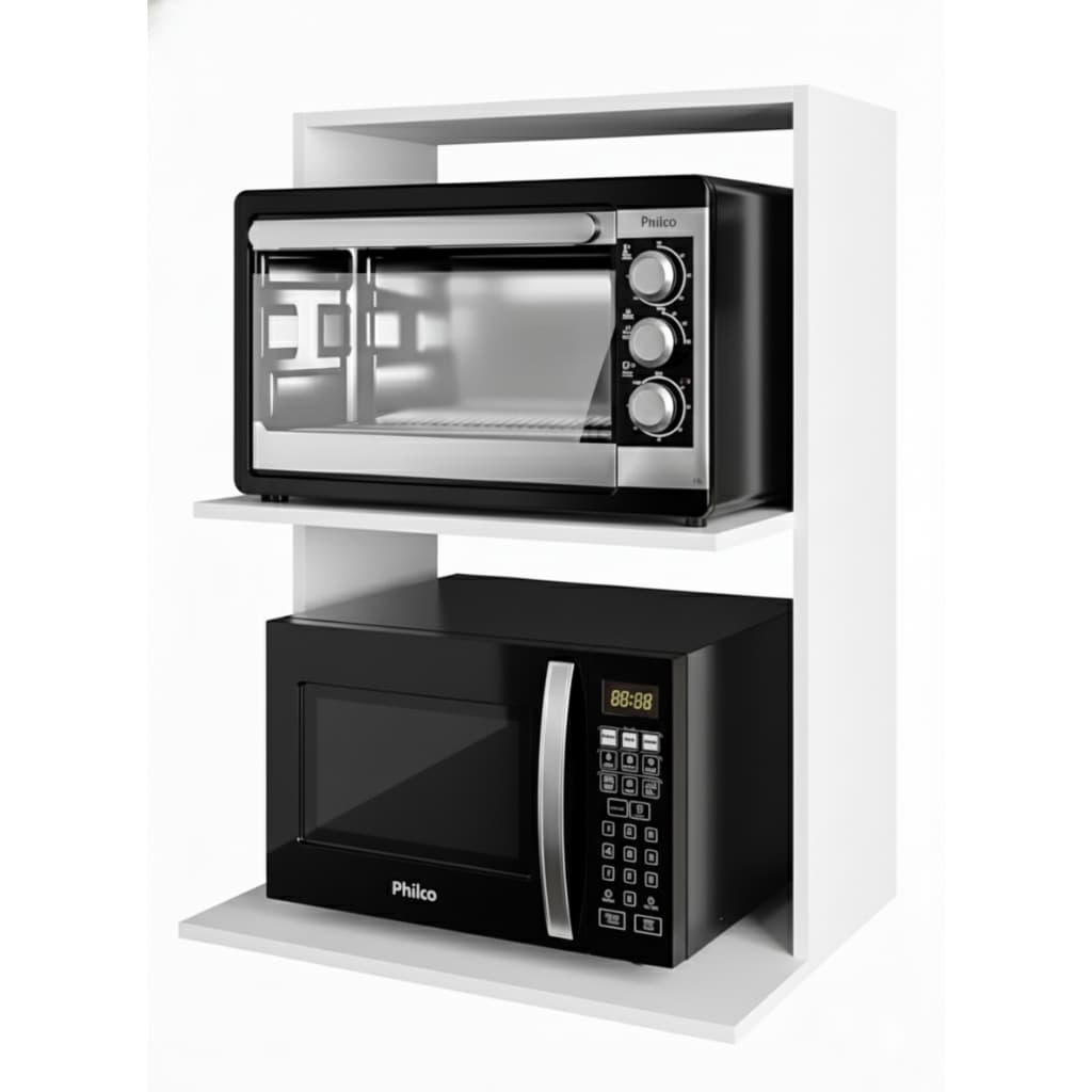 Suporte Parede Para Forno Microondas Nicho Suspenso Branco Prateleira Cozinha Moderno — ALBERGONI