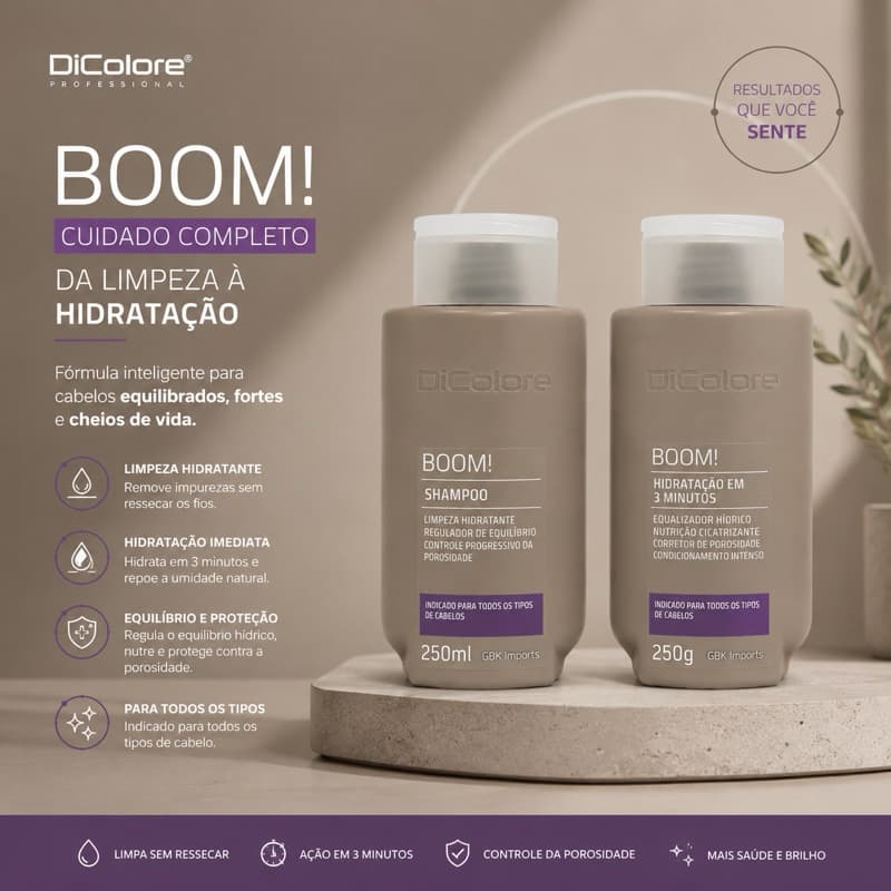 Kit DIColore Boom Shampoo limpeza + Hidratação em 3 minutos
