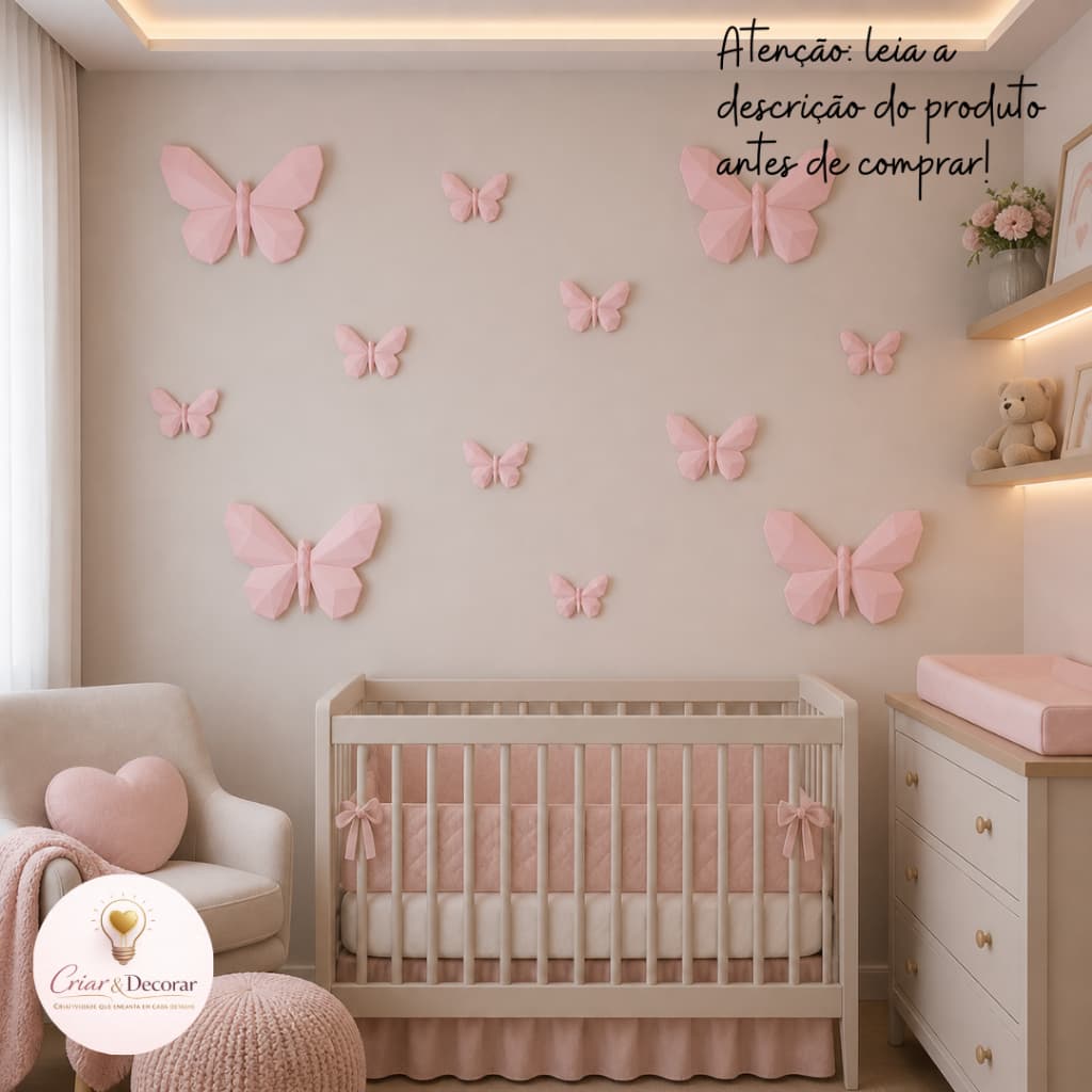 Kit 10 Peças Borboletas Decorativas Infantil Borboleta Parede Quarto Bebê Decoração PLA REF 058