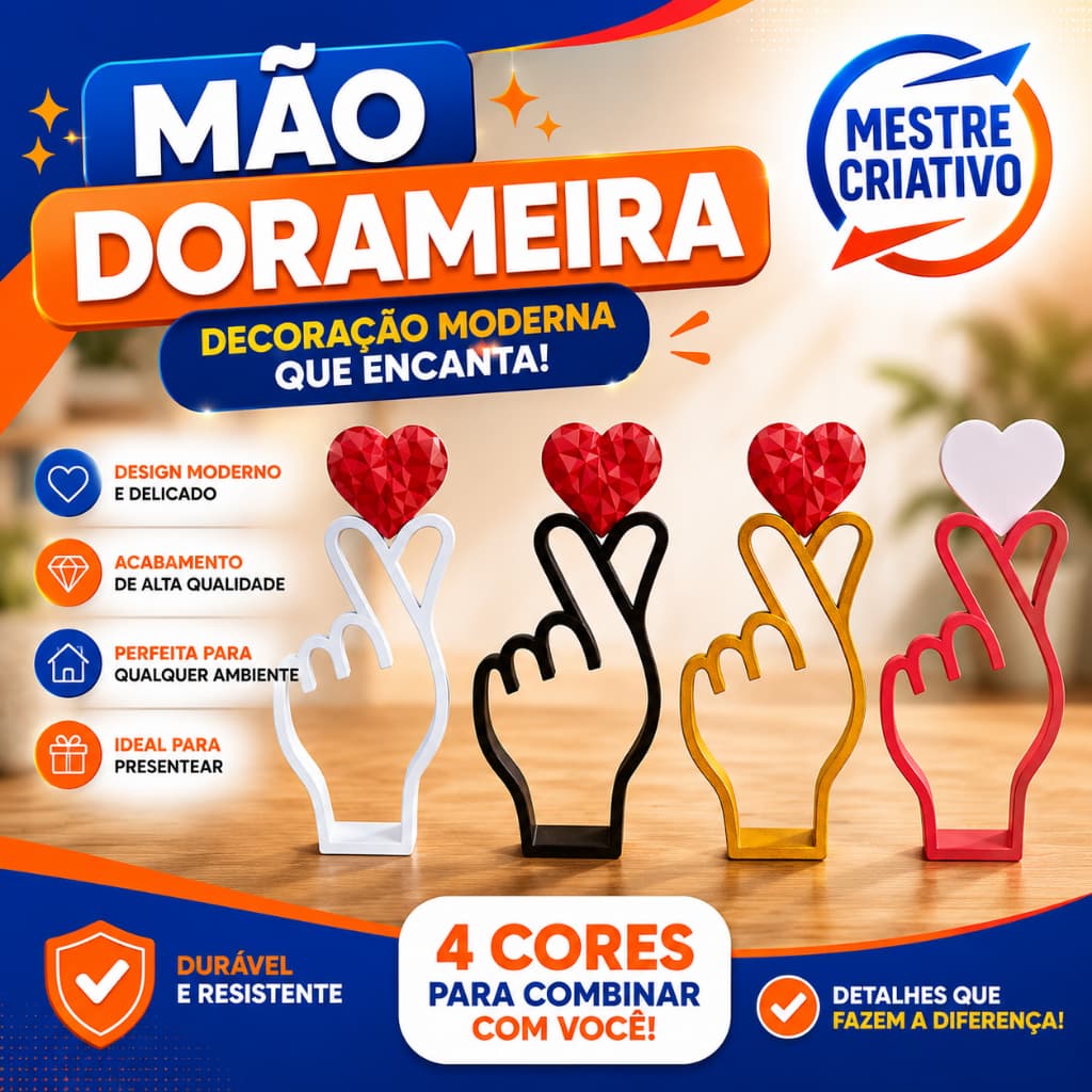Dorameira - decoração kpop - dorama - coração - mão coreana com coração - presente criativo - 18,5cm