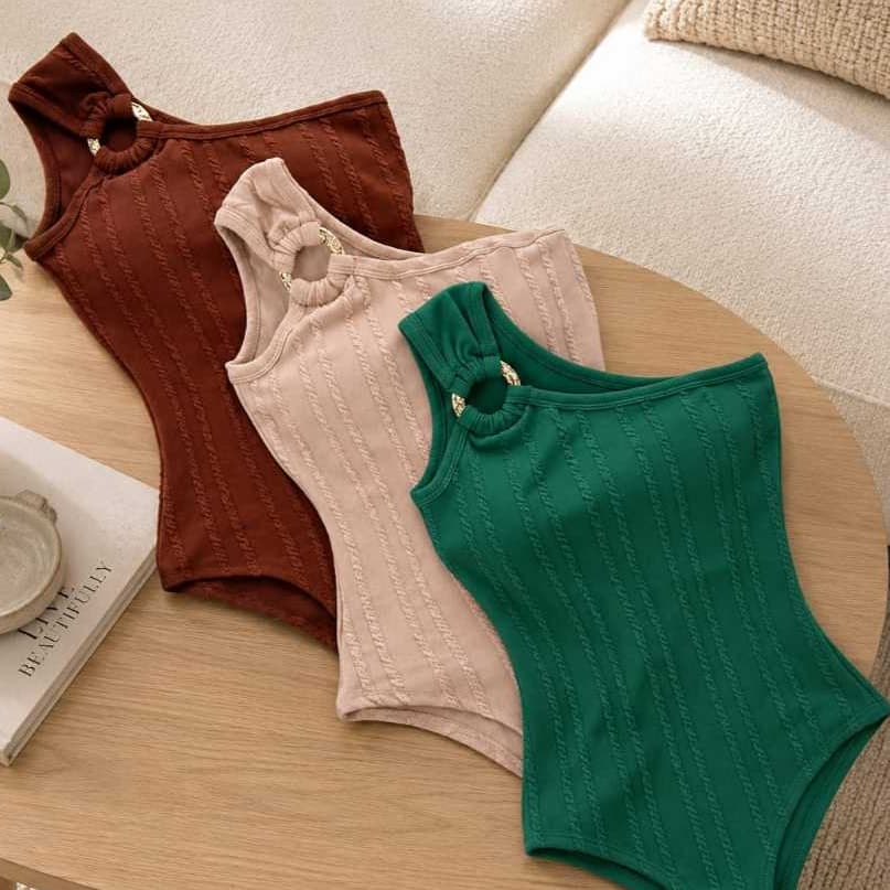 Body Feminino RIBANA PREMIUN Con Bojo,Con Detalhe Argolha,Estiloso -Confortavel e Elegante