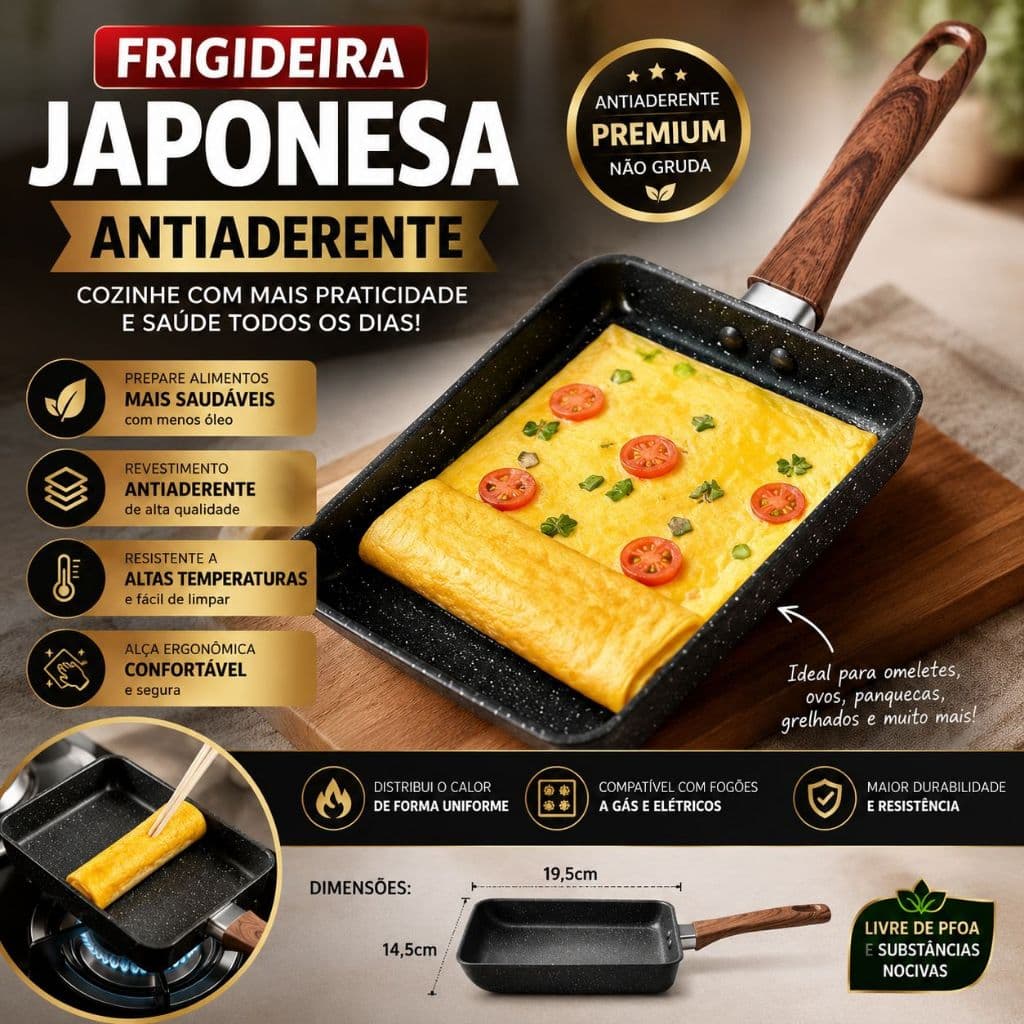 Panela frigideira Japonesa Antiaderente quadrada para Omelete pronta entrega