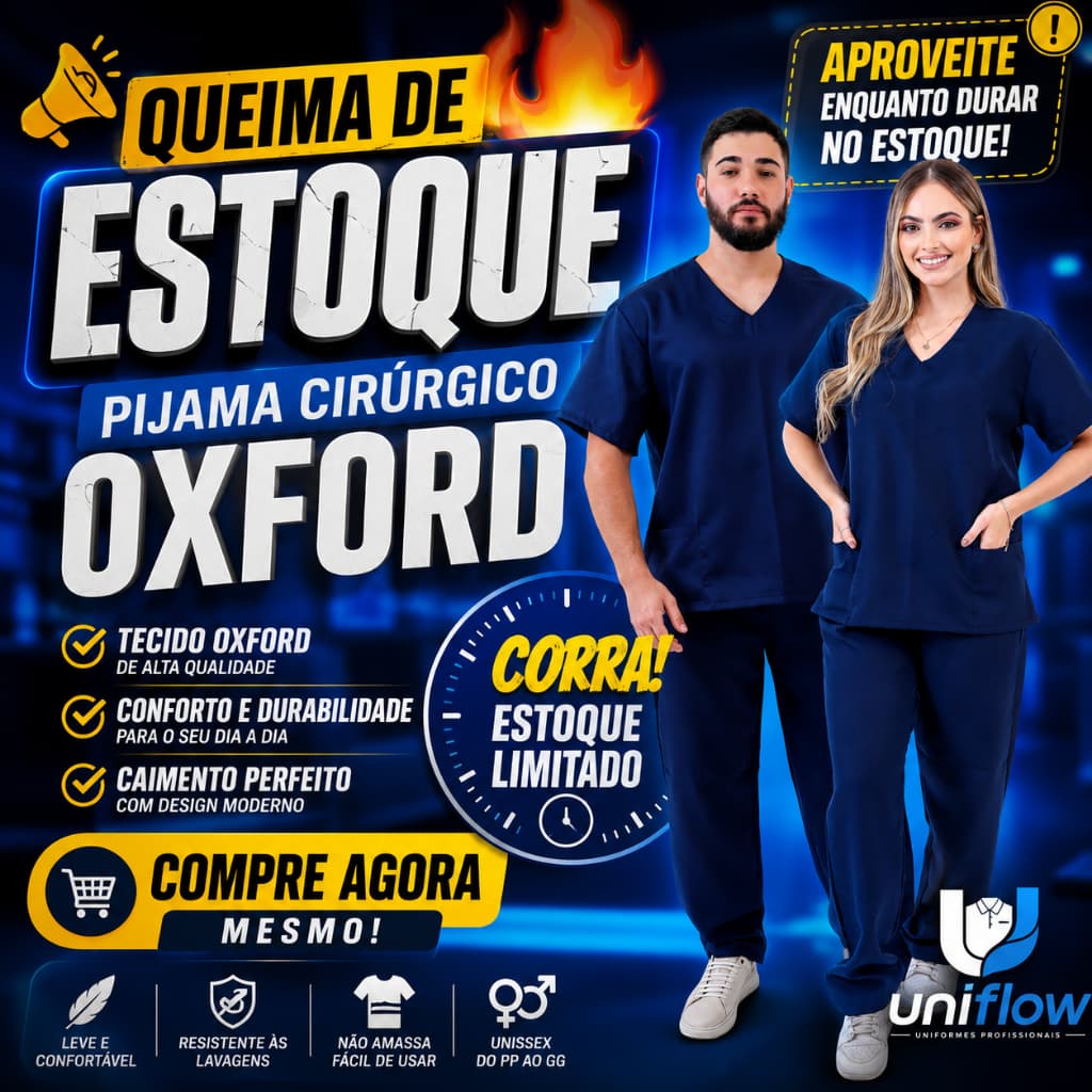 Conjunto Pijama Scrub Cirúrgico Hospitalar Unissex Oxford