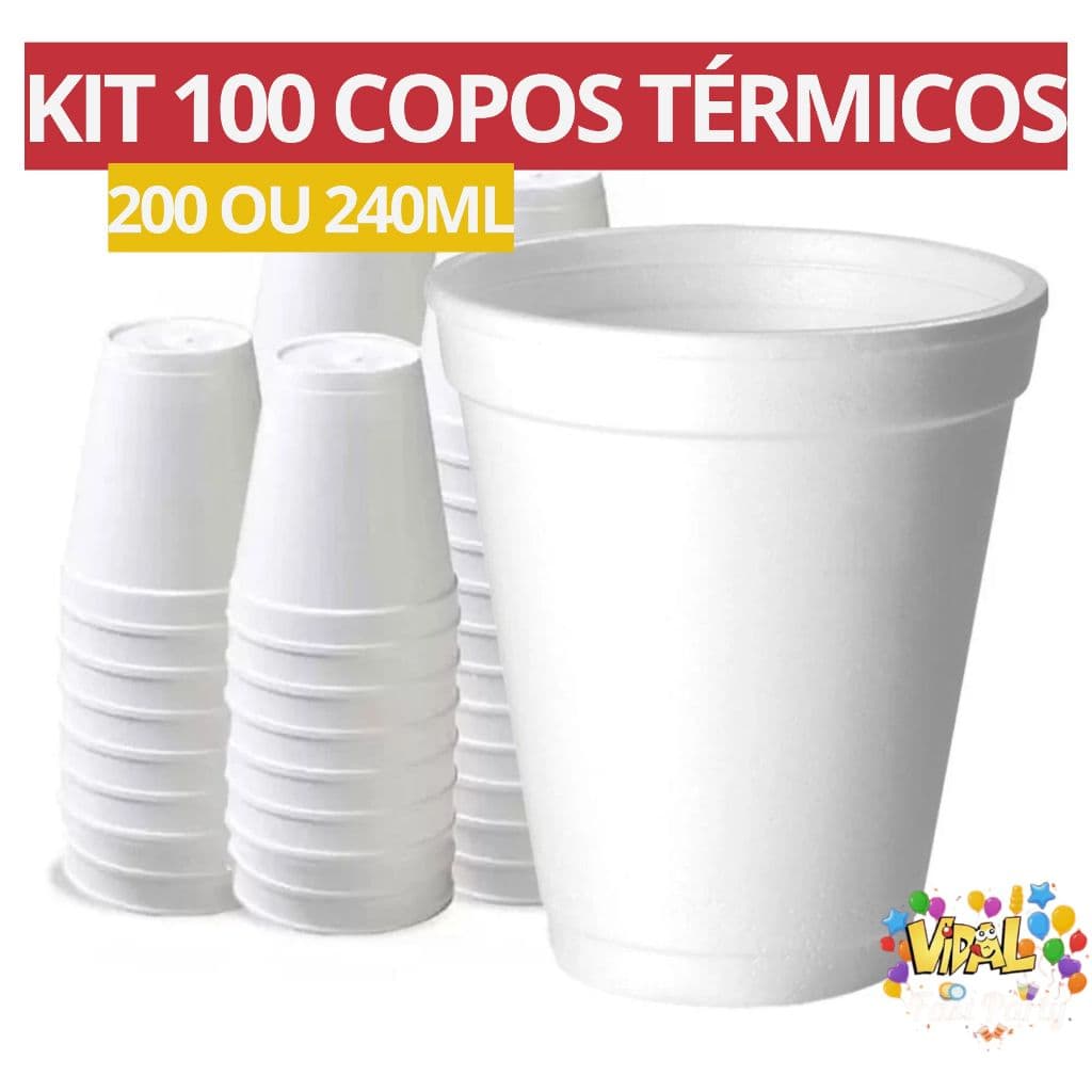 Kit 100 Copos Térmicos 200ml Ou 240ml Café Chá Bebidas Quentes Descartável Escritório Eventos Festas
