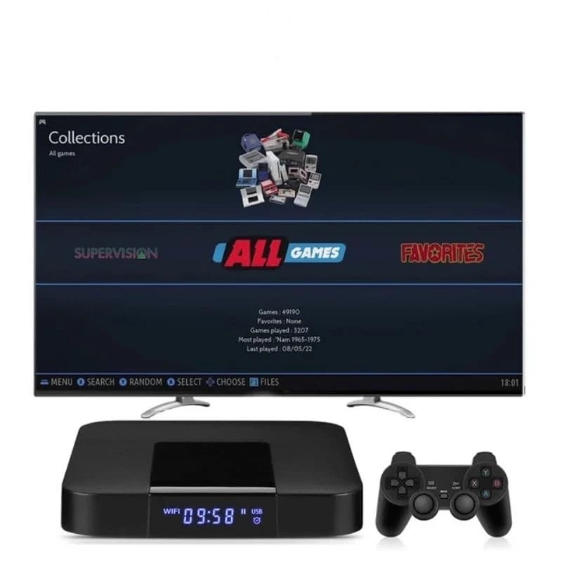 Console Retrô TX9 ouTX3 com 10.000+ Jogos, Cartão 32GB, 2 Controles Sem Fio, Fliperama Portátil