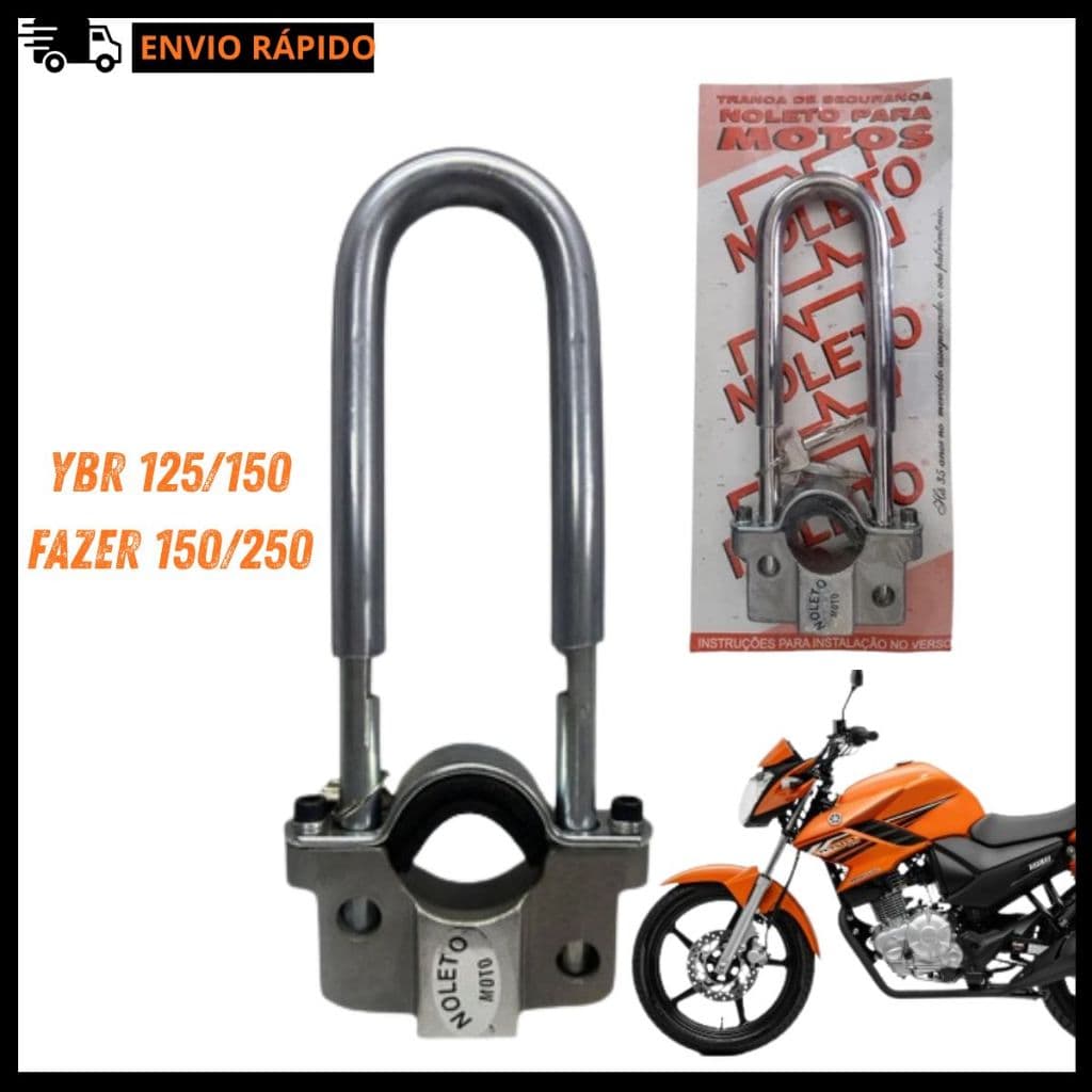 Tranca Trava Seguraça Cadeado Moto YBR 125/150 Fazer 150/250 Noleto modelo U Bengala