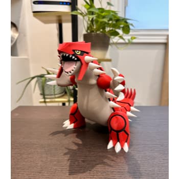 Groudon Pokémon Estátua 3D Shiny Dourado ou Normal Vermelho Colecionável Geek