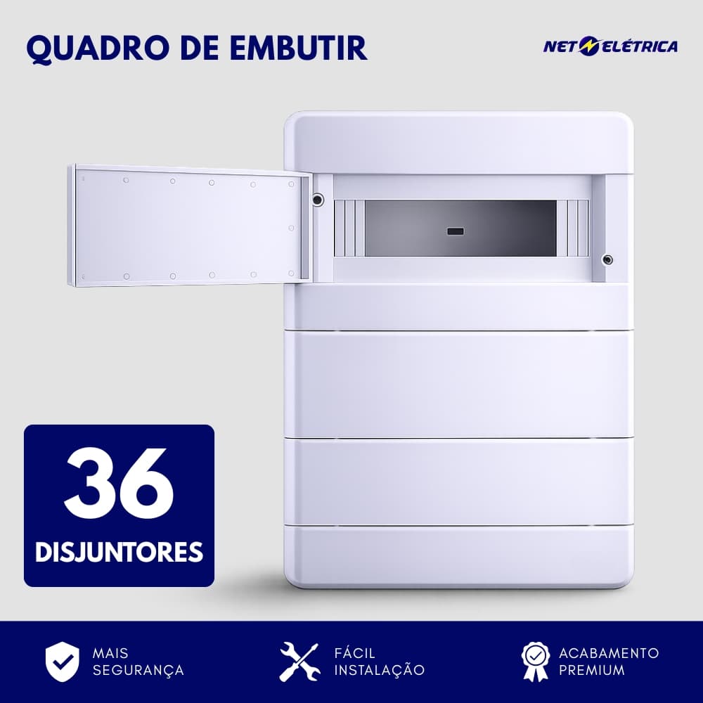 Quadro de Distribuição para 36 disjuntores Embutir Parede Caixa de luz elétrica