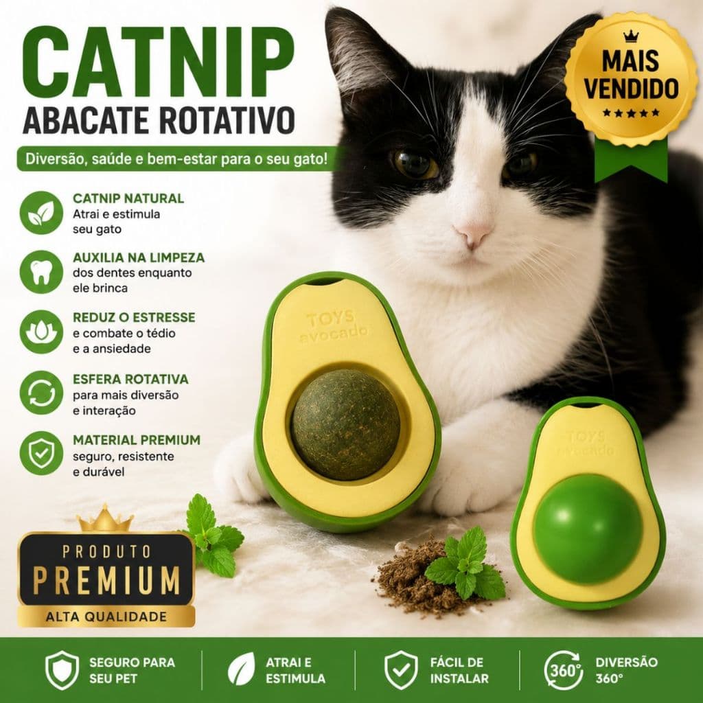 Catnip Abacate Giratório Para Gatos Brinquedo Interativo Relaxante Com Erva Natural Brinquedo Catnip