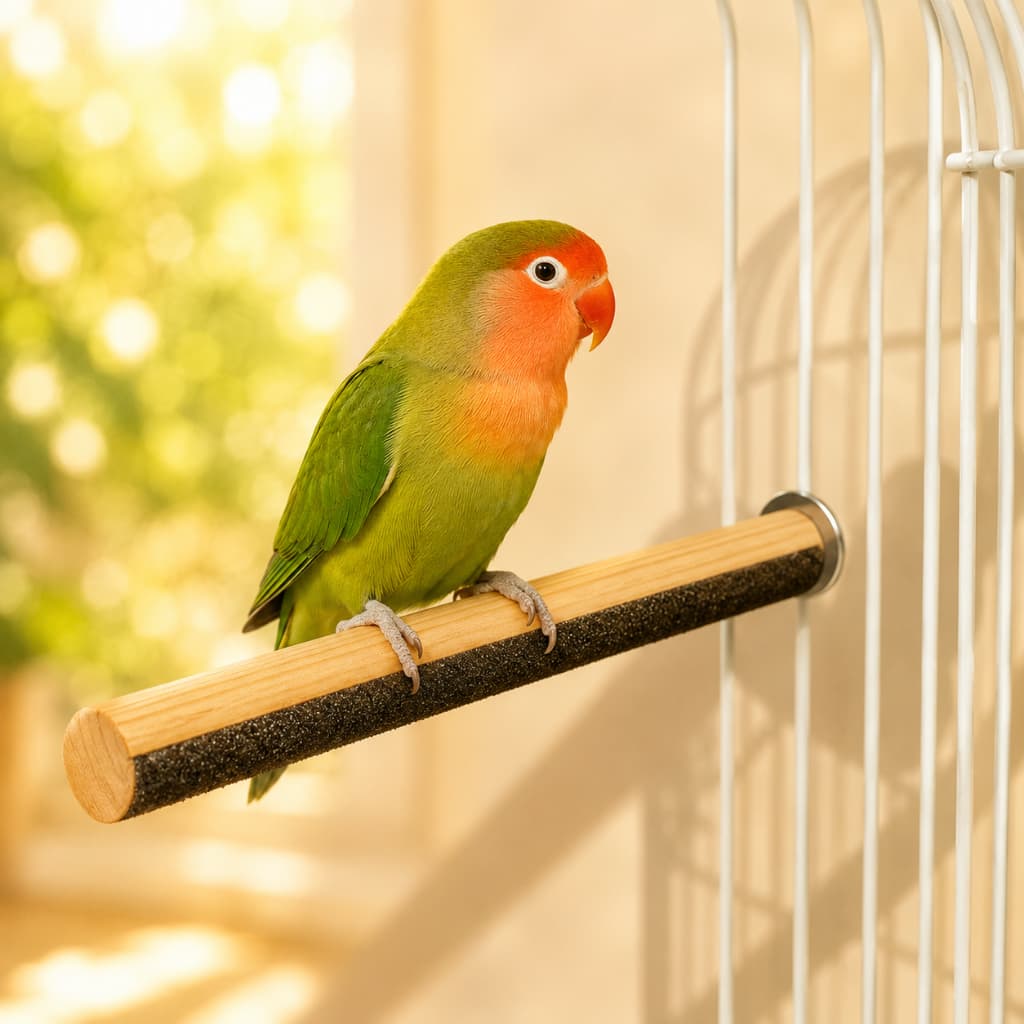 Poleiro De Lixa Para Calopsita Papagaio Ring Neck Agapornis Periquito Madeira Natural Desgaste De Unhas E Bico