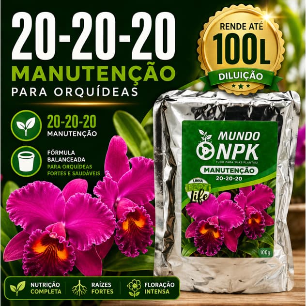 Adubo Orquídeas 20-20-20 Manutenção NPK Fertilizante Crescimento Rápido 100g