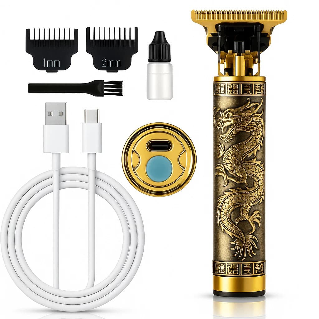 Máquina de Cortar Cabelo Profissional Recarregável com Lâminas de Aço Inox
