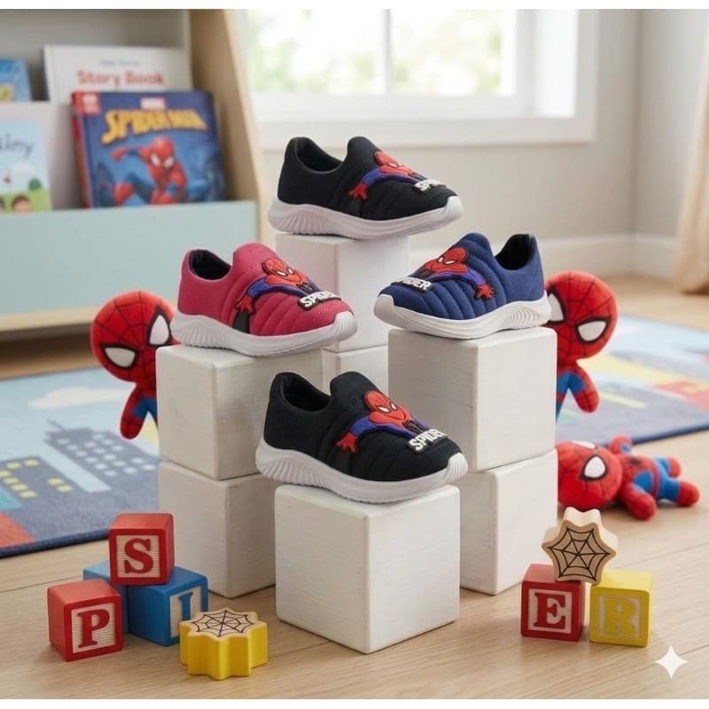 Tênis Calce Fácil Infantil Masculino Confortável Flexível Menino Vermelho Personagem Homem Aranha