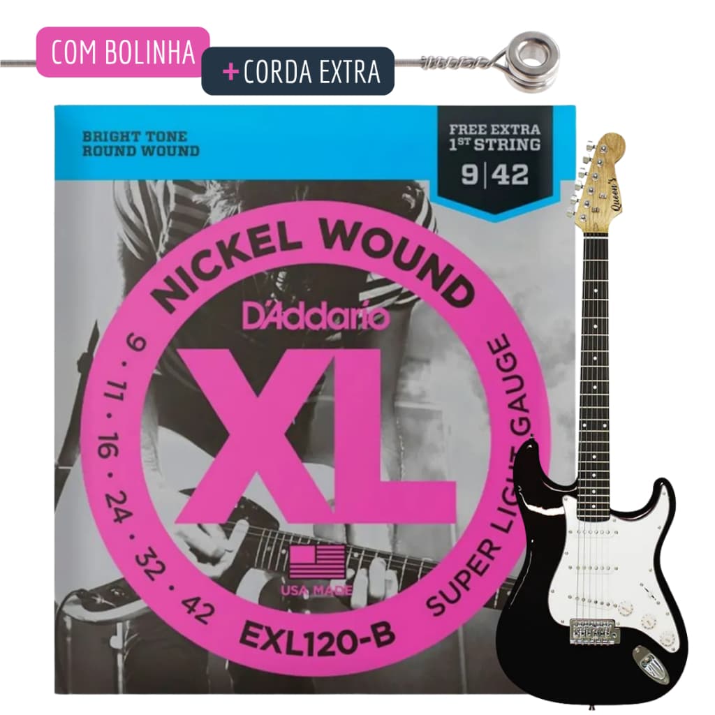 Encordoamento Guitarra 009 Daddario Jogo de Cordas Exl120-b Corda de Guitarra 009
