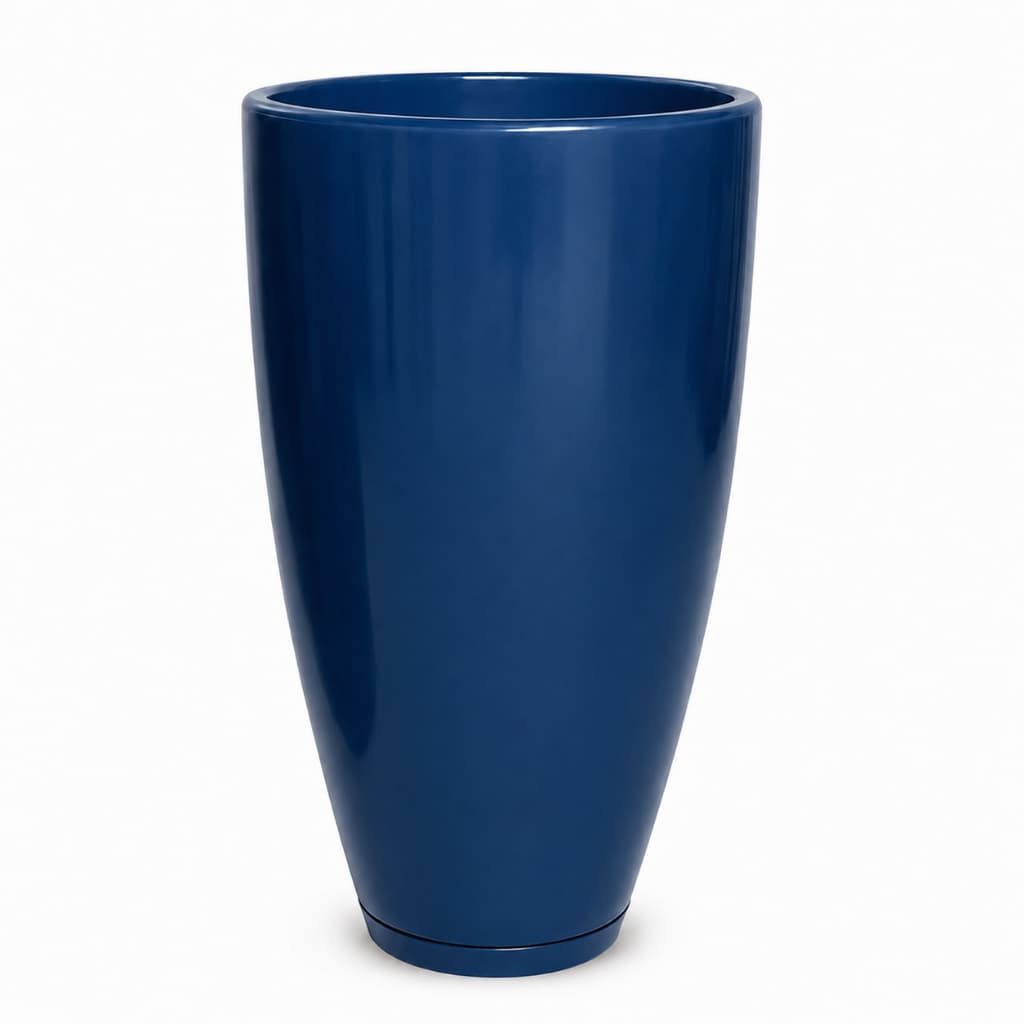 Vaso Luxo grande para planta, Coluna Cone Bojo Polido nº4 com prato coletor 85x42 cm